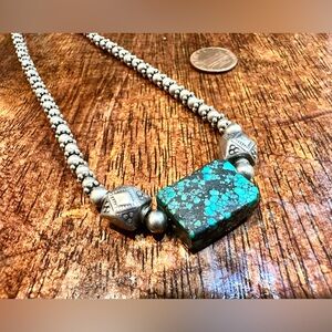 Sterling Silver and Turquoise Beaded Necklace